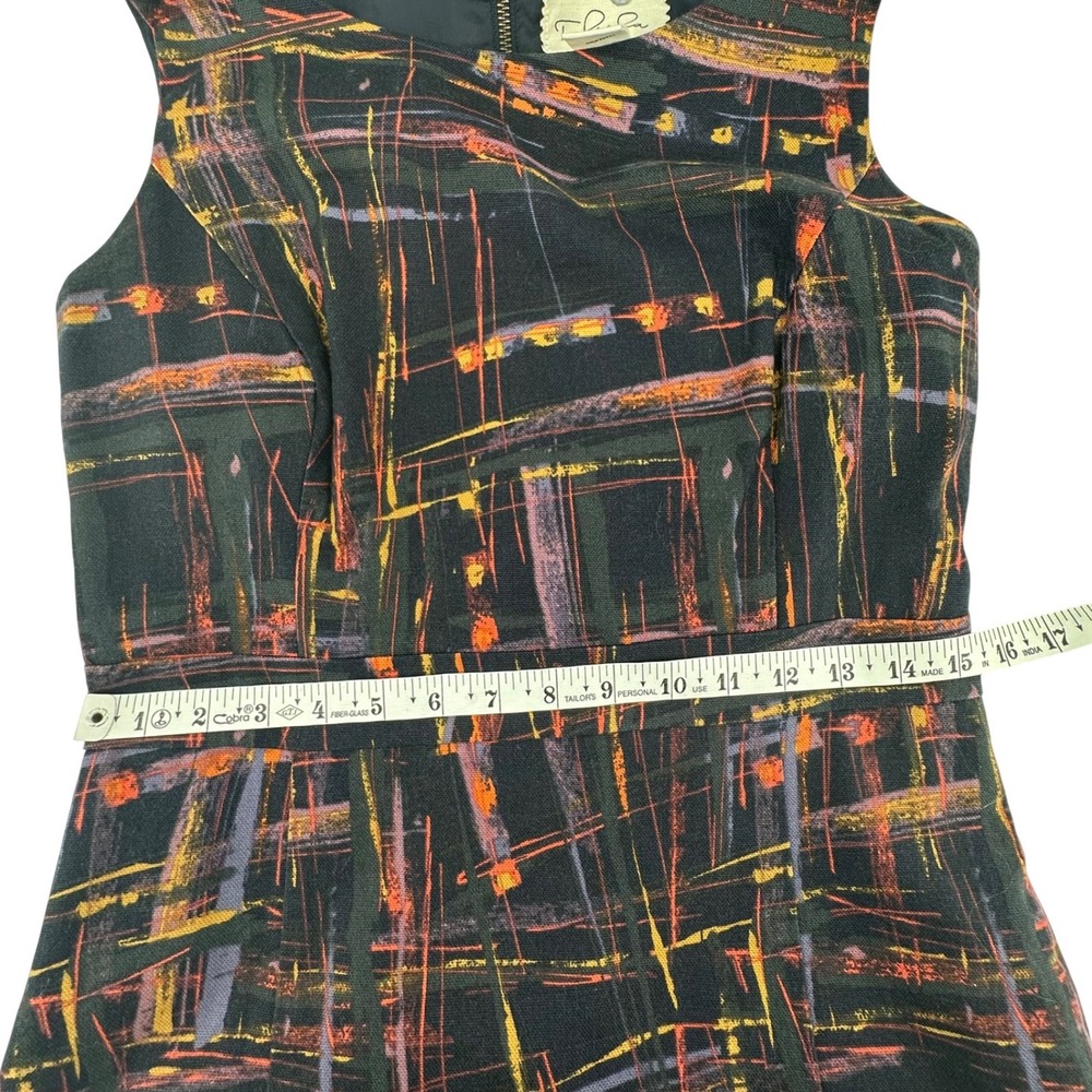 Anthropologie Tabitha Expressionist Sheath Dress 2 Black Colorful Zip Back Lined - Picture 8 of 9